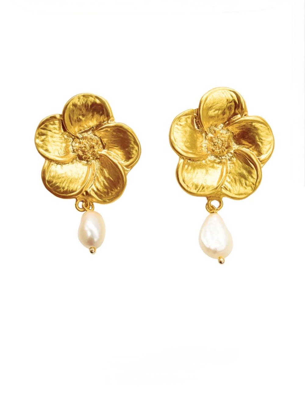Anthropologie Flower Earrings with Freshwater Pearls by Logan Tay. Brand new! - Picture 3 of 5